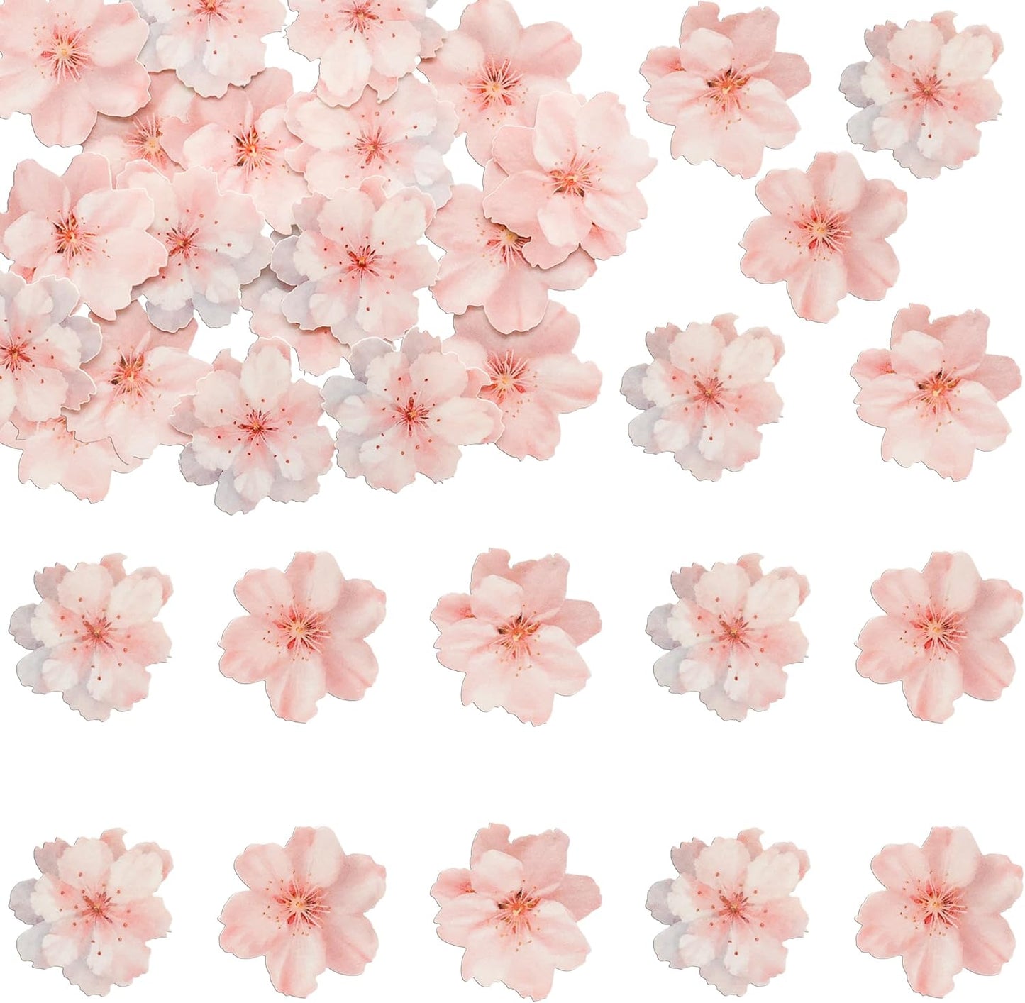 Ephlyn 54Pcs Edible Cherry blossom Cupcake Toppers Spring Bridal Engagement Baby Shower Birthday Party Cupcake Picks Anniversary Party Decorations Supplies Pink