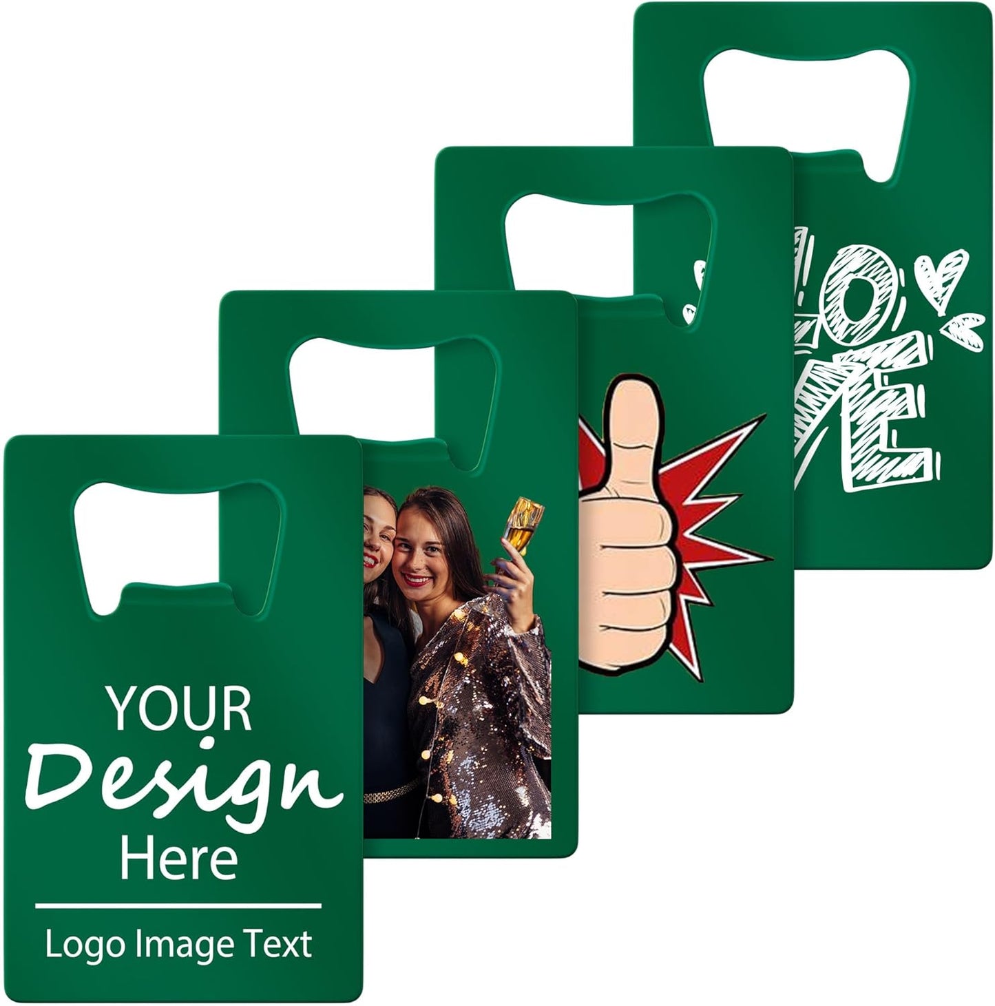 Personalized Credit Card Bottle Opener, Custom Stainless Steel Beer Bottle Opener, Upload Your Name/LOGO/Text, for Wedding Favors, Brewery, Bar, Anniversaries, Party (Green)