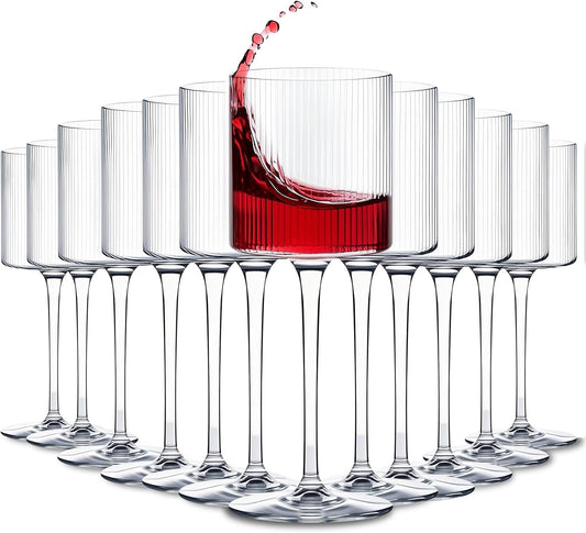 Plastic Goblets Wine Glasses - 12Oz Acrylic Wine Glasses Origami Unbreakable Clear Plastic Cocktail Glasses Recyclable Shatterproof Reusable Wine Cups for Parties & Weddings (Transparent)