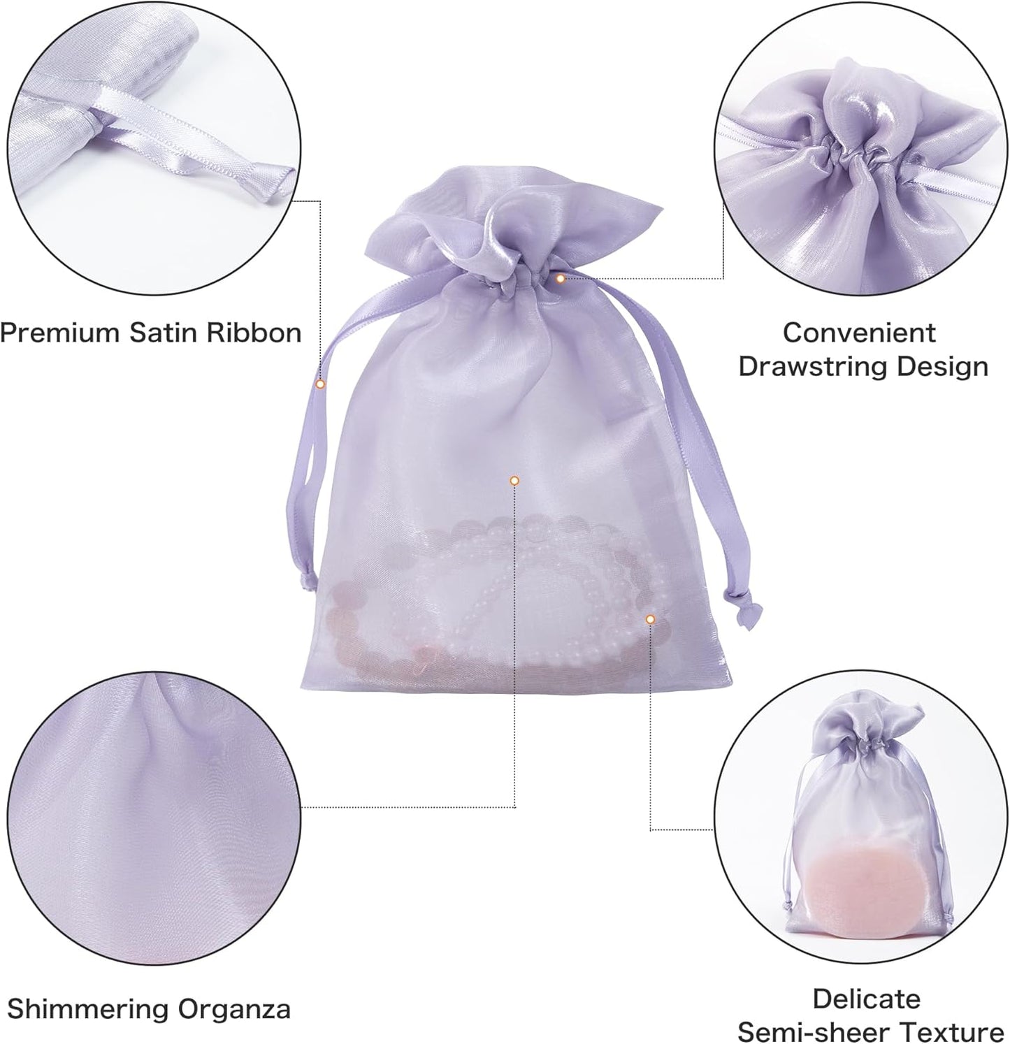 20 Pcs Lilac Purple Organza Bags 6X9 inch for Wedding Favors with Drawstring, Large Mesh Gift Bags Jewelry Pouch for Candy Bridal Shower Party Favor Baby Shower Christmas