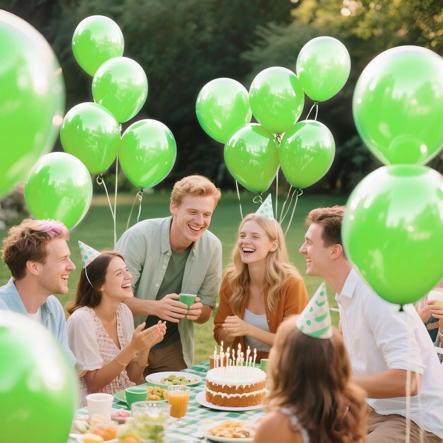 KAWKALSH Lime Green Latex Party Balloons, 110 Pack 12 inch Light Green Balloons Round Helium Fruit Green Balloons for Birthday Dinosaur Jungle Baby Shower Party Decoration