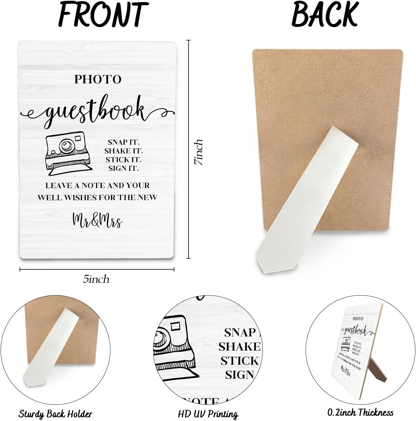 Photo Guest Book Sign Wooden Stand 5x7 Inch,Wedding Guest Book Sign,Guest Book Wedding Party Decor,Wedding Gifts For Mr And Mrs,Wedding Guest Book Desk Decor