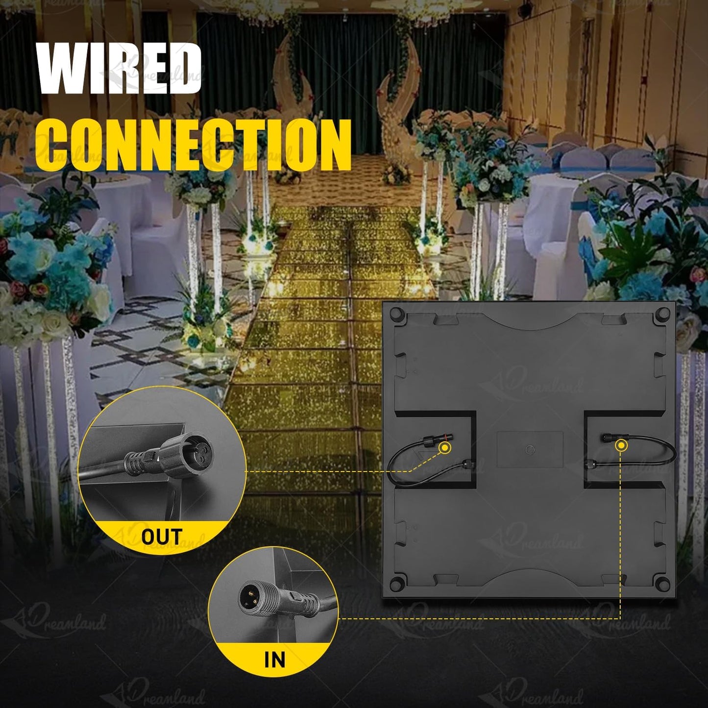 3D Mirror Gold Led Dance Floor Nightclub Decoration with Flight Case Wedding Party Dancing Floor 50x50cm Per Panel 25pcs