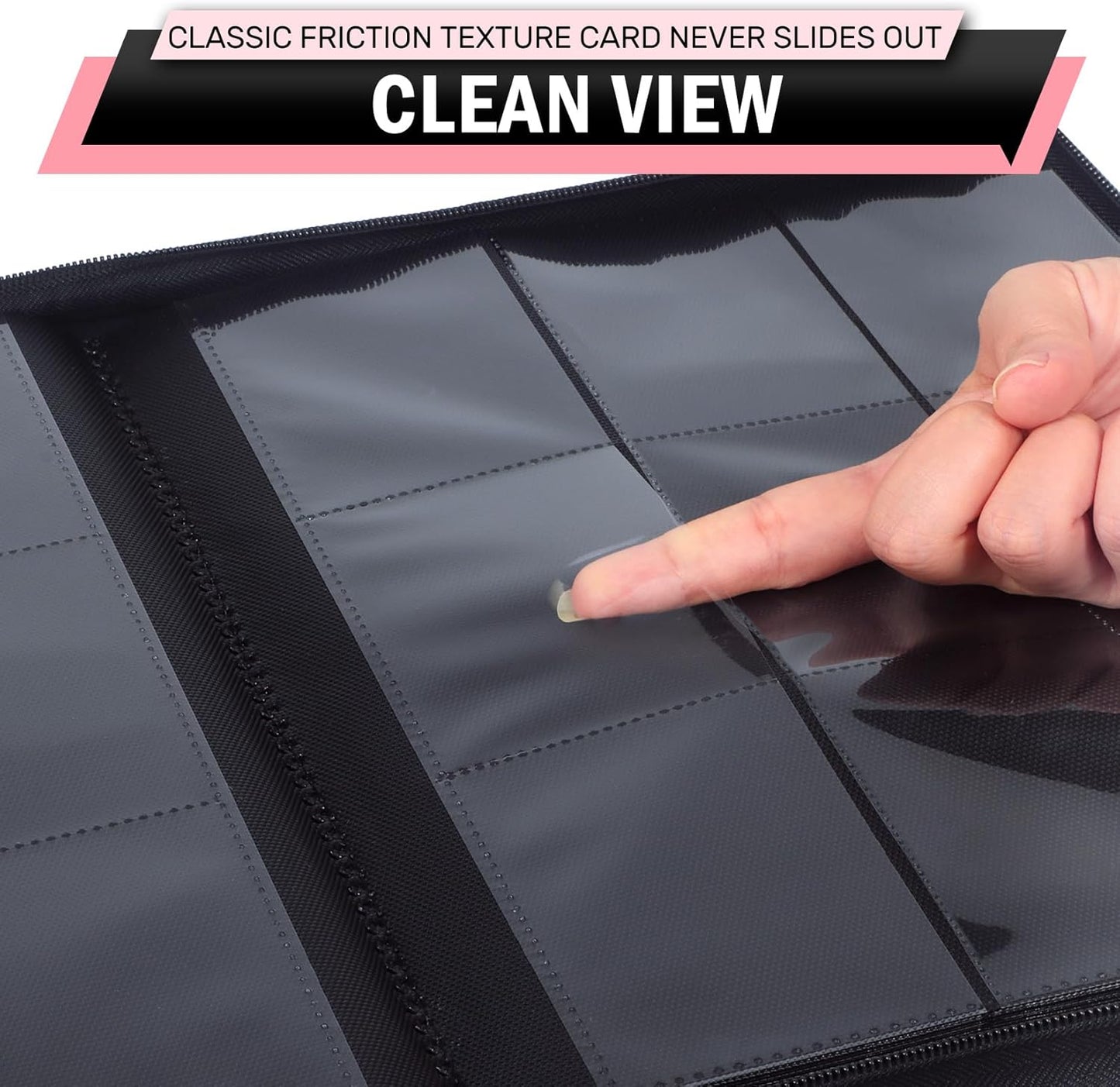 9 Pocket Trading Card Zip Binder, 540 Cards, Premium Baseball Card Storage Album, 30 Side-Loading Pages, Folder for Collectible Games, Sports, TCG, Red