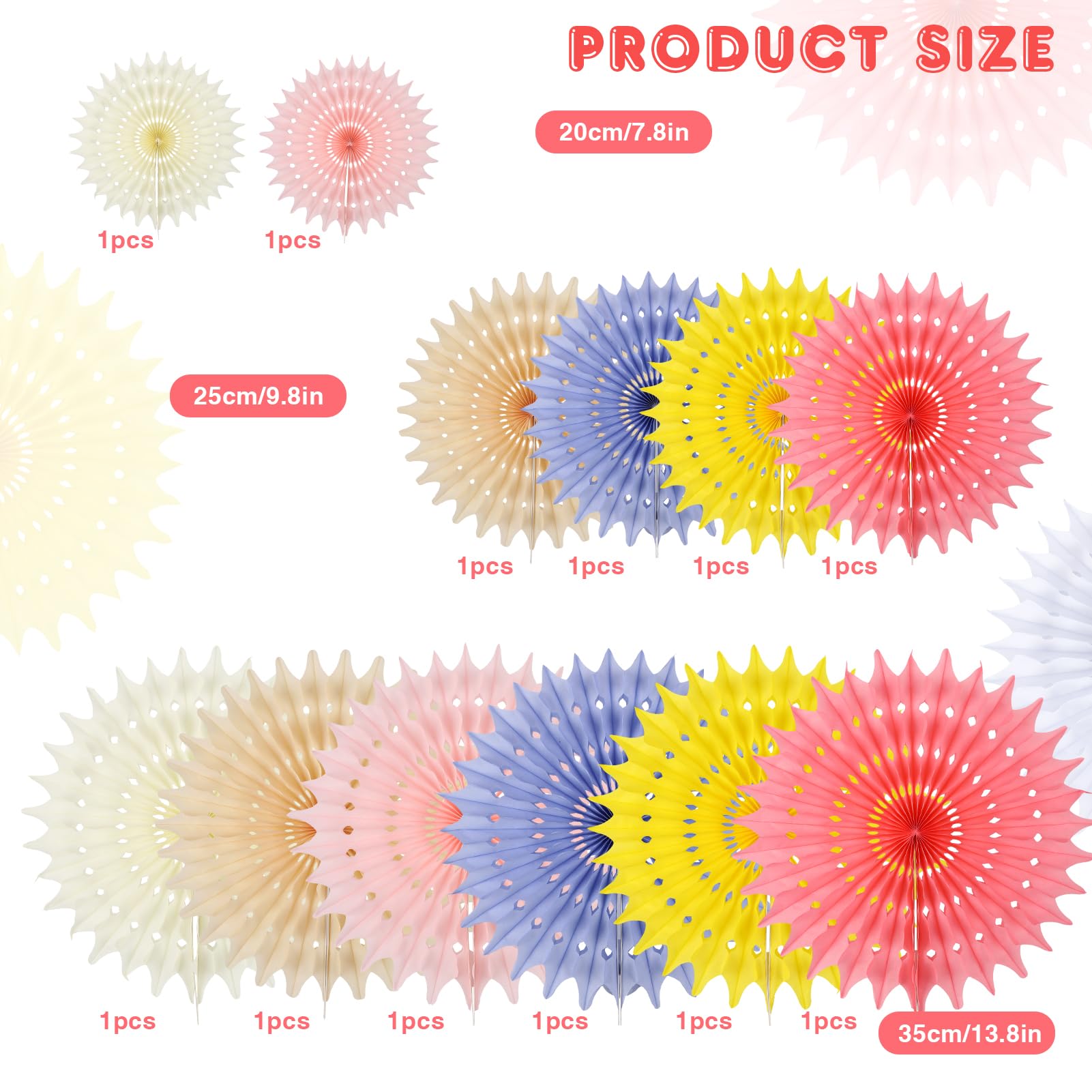 BestoFun 12PCS Paper Fans Light Color Party Decorations Tissue Paper Flowers Decorations for Girl