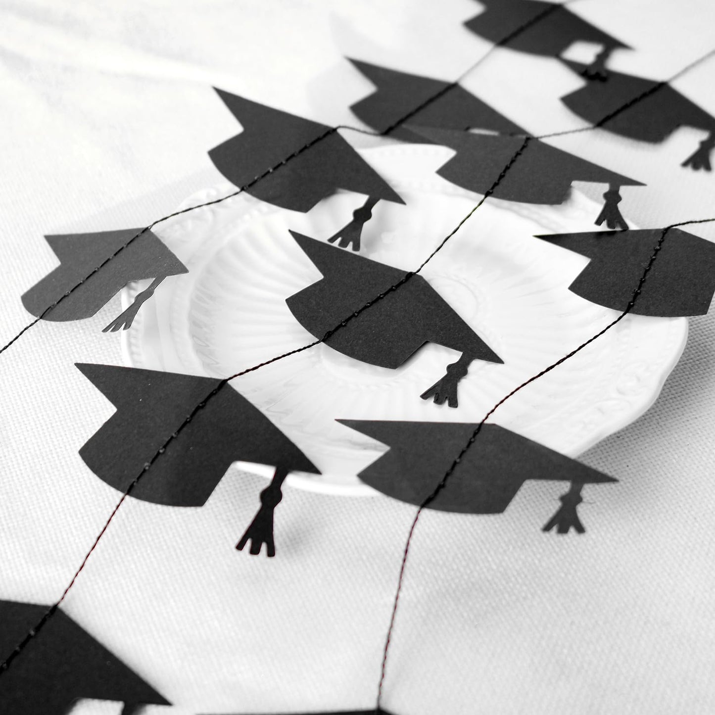 Blopee Black Graduation Garland Graduation Party Decorations Class of 2026 Grad Cap Garland Banner