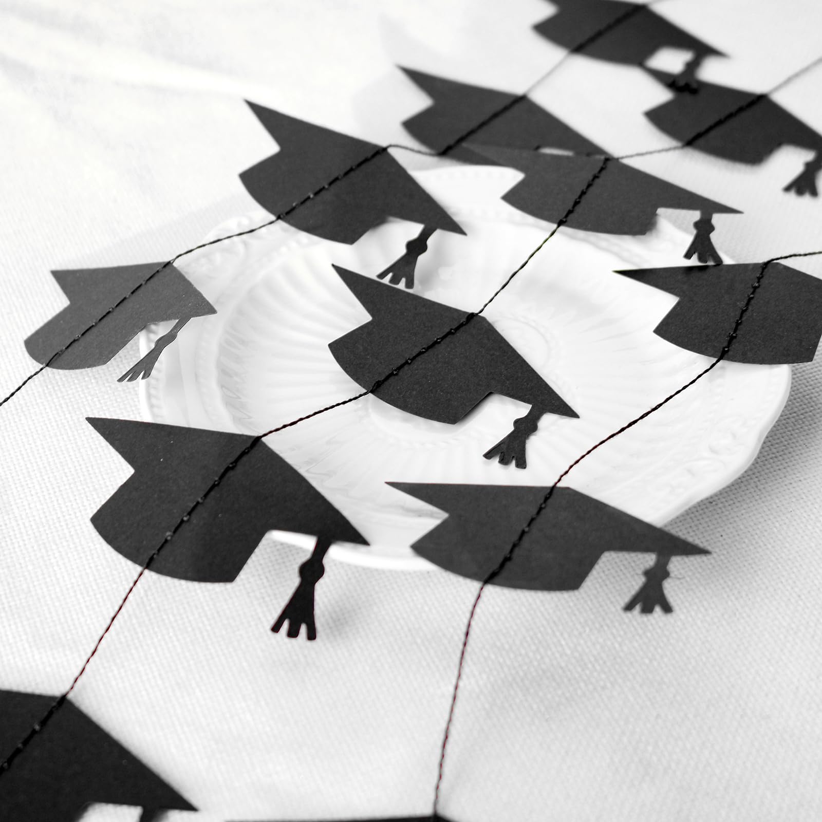 Blopee Black Graduation Garland Graduation Party Decorations Class of 2026 Grad Cap Garland Banner