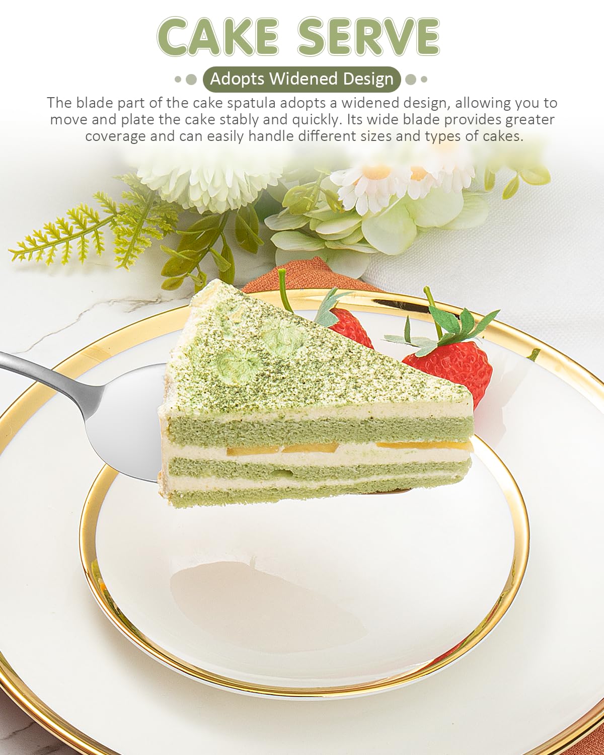 FTAKRY 2-Piece Premium Cake Cutting Set, Exquisite Knife and Server with Serrated Design, Includes