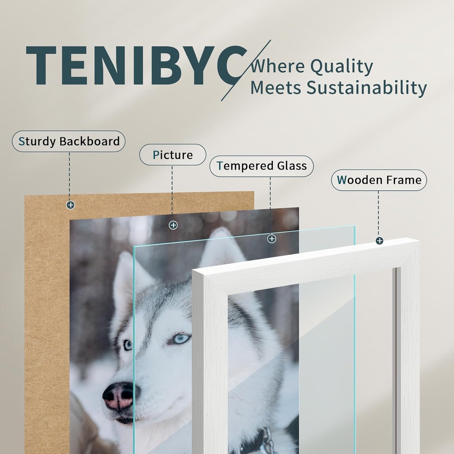 13x19 Picture Frame 3 pk, Textured White Solid Wood Poster Frame, HD Tempered Glass, Wall Gallery Frame