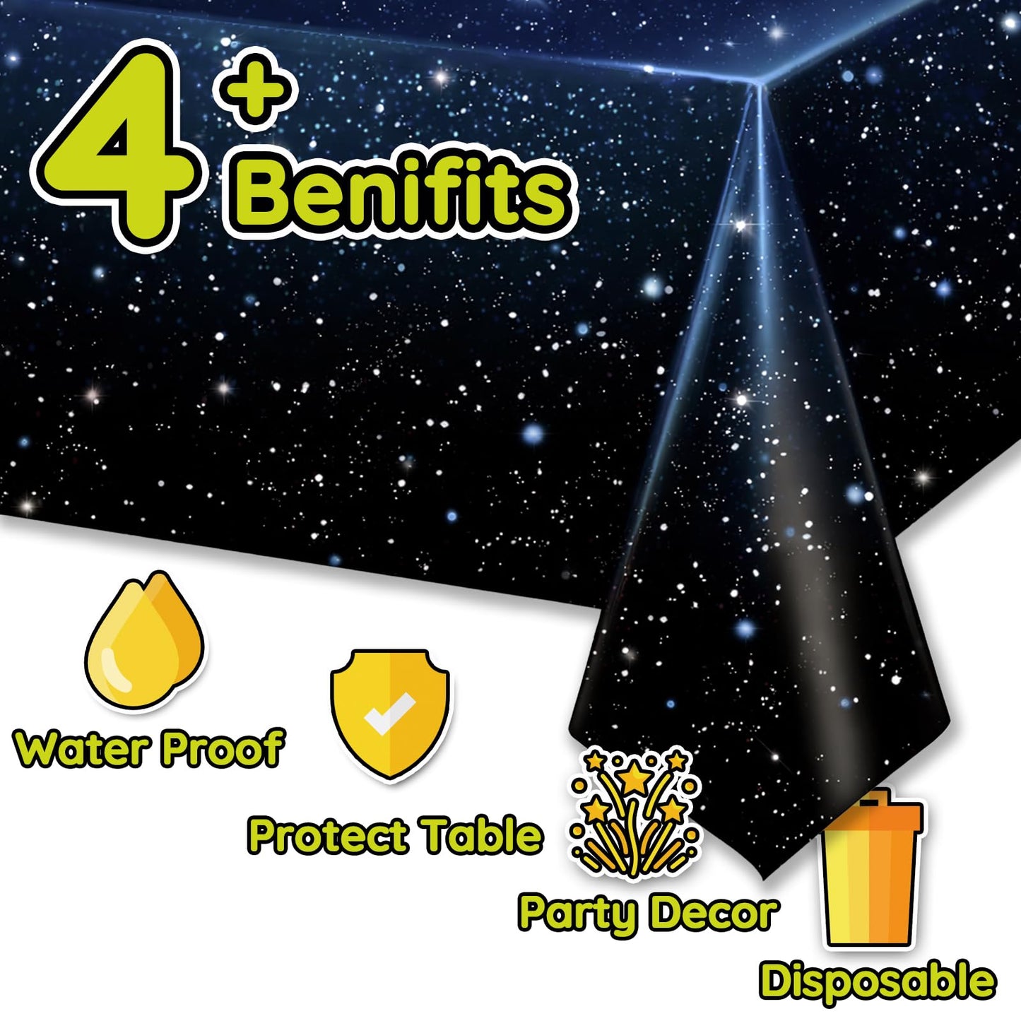 Vusnud Space Tablecloths, 3 Pack, Galaxy Star Plastic Covers, 52 x 108 in