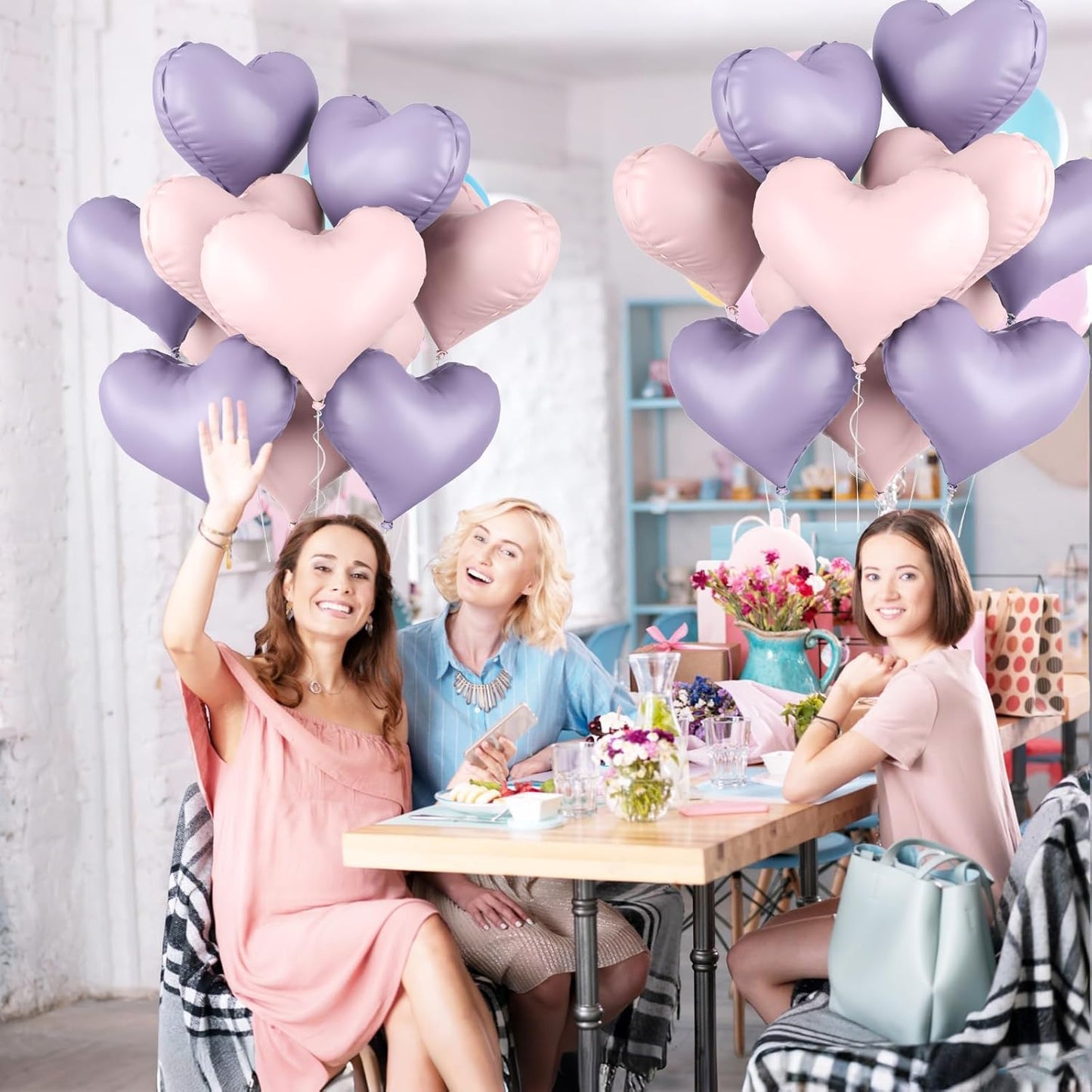 20 Inch Pink Purple Heart Balloons, 10 Pcs Baby Pink Purple Heart Shaped Foil Balloons, Pastel Helium Balloon for Valentine Bridal Shower Anniversary Wedding Birthday Party Decorations