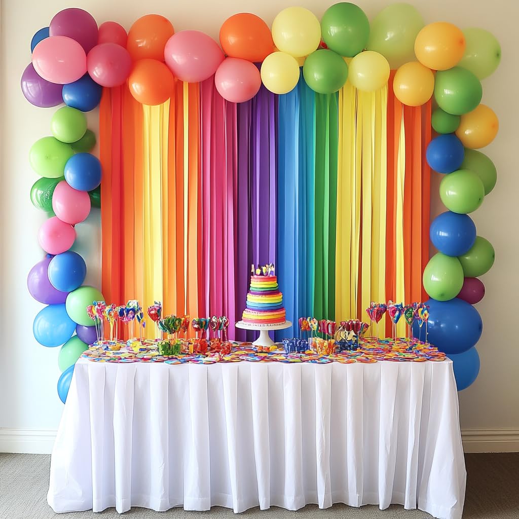 8 Crepe Paper Streamers, 656ft Pack of Rainbow Streamers Party Decorations