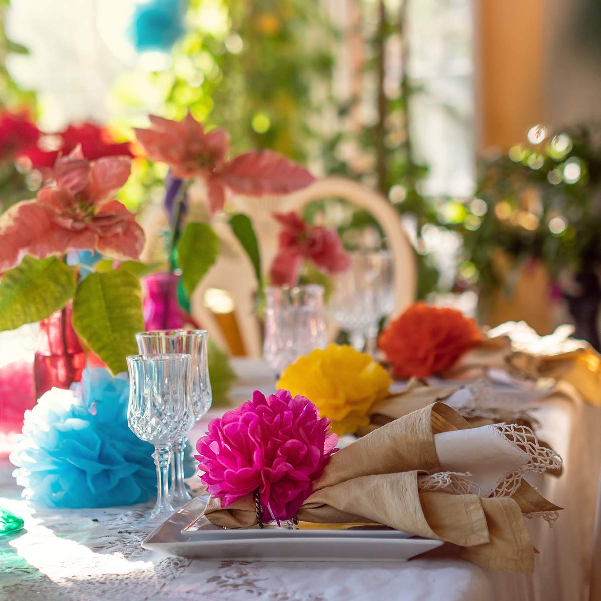 Tissue Paper Pom Poms - Large Tissue Paper Flowers for Fiesta Parties, Baby Shower Decorations