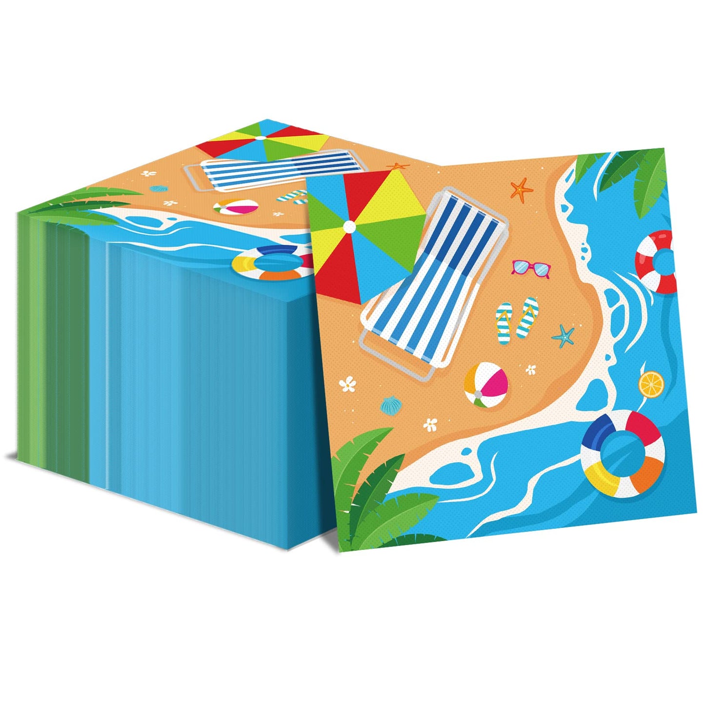 50 Pcs Summer Beach Party Napkins Beach Theme Birthday Disposable Paper Napkins Luncheon Napkins