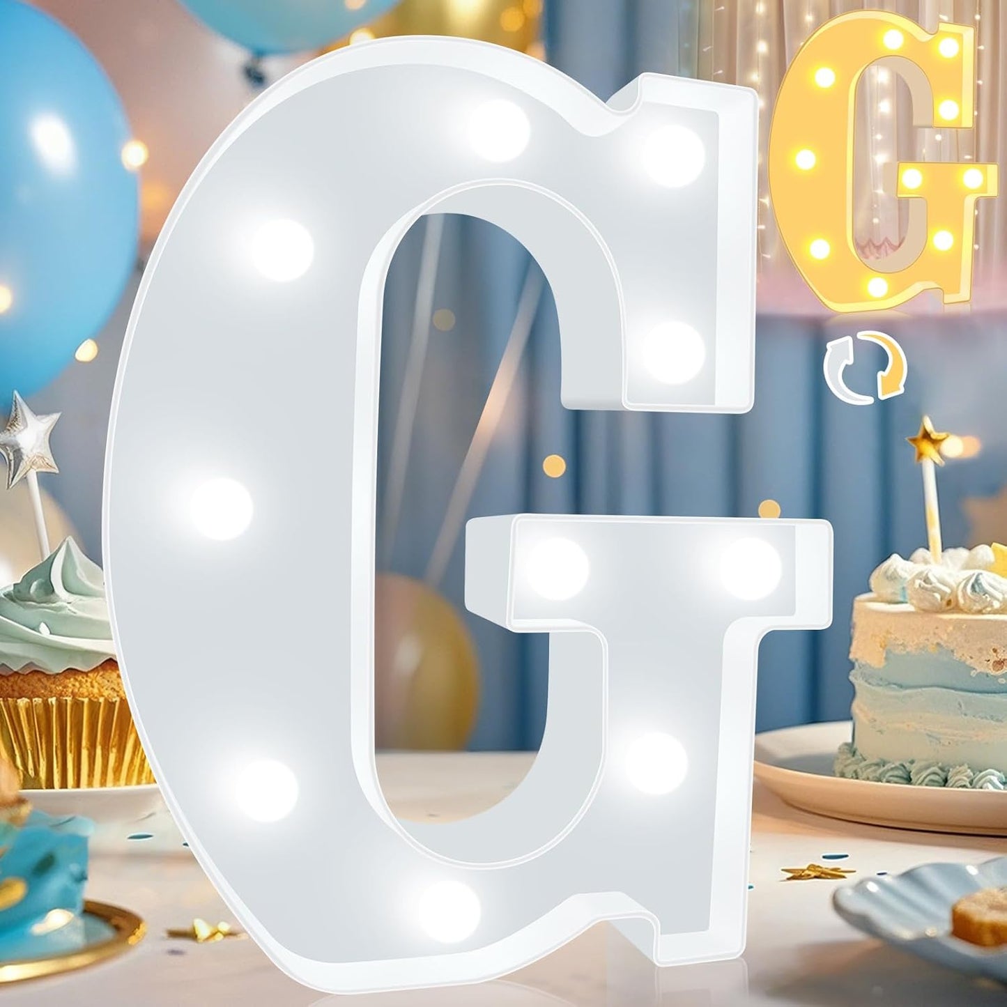 Pooqla LED Marquee Letter Lights, Warm White and Cool White Decorative Lighted Letters, Light Up Alphabet Letters for Boys Girls, Party, Wedding, Bar, Night Light, Birthday Decoration, Letter G