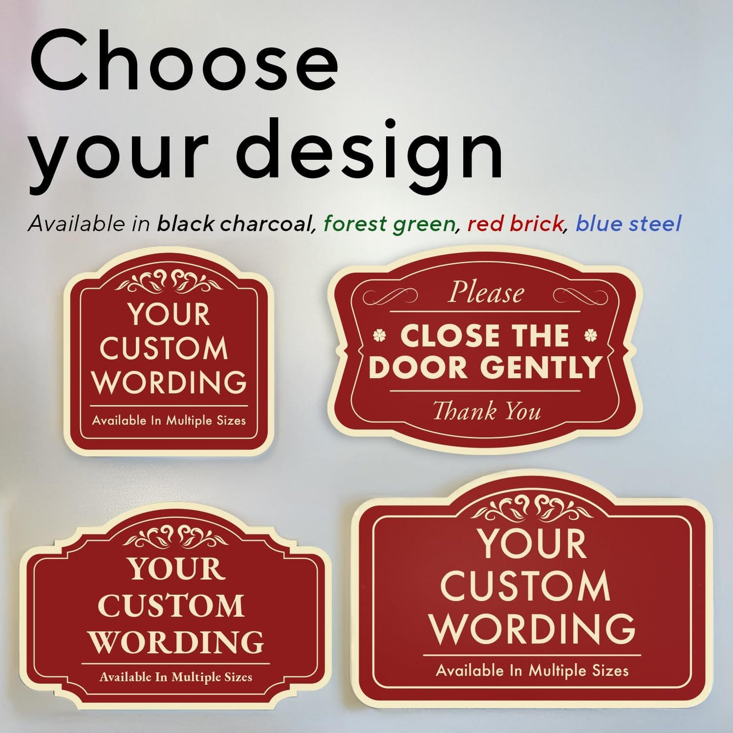 Custom Decorative Outdoor Metal Sign - Personalized Aluminum Driveway Sign, Waterproof, Made in USA - Design 3 Red Brick 42x28 In