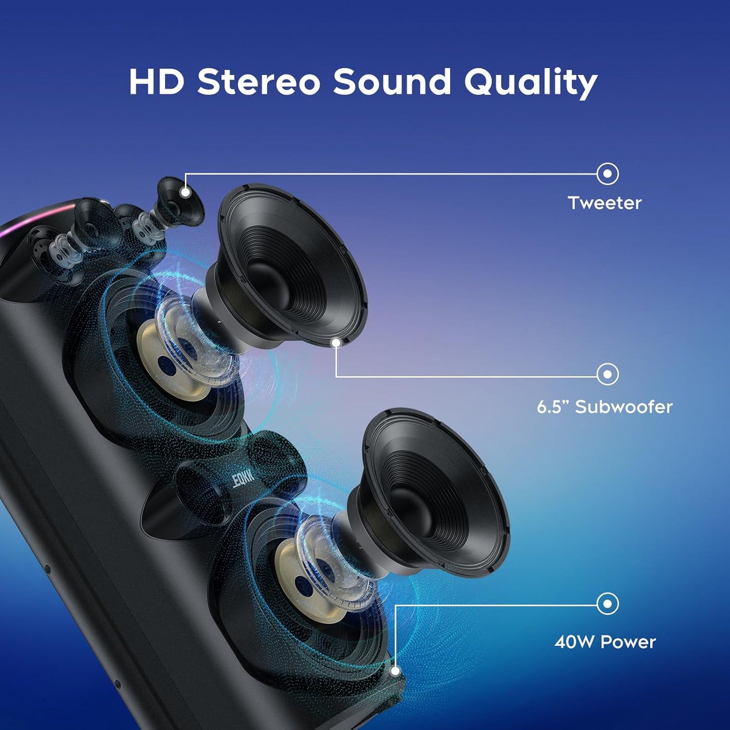 25.9''Karaoke Machine with 2 Wireless Microphones, 5.3 Speakers Bluetooth Speaker for Adults New Party Portable PA System Outdoor Bluetooth with 8” Woofer Wireless with Party Light(Recordable)