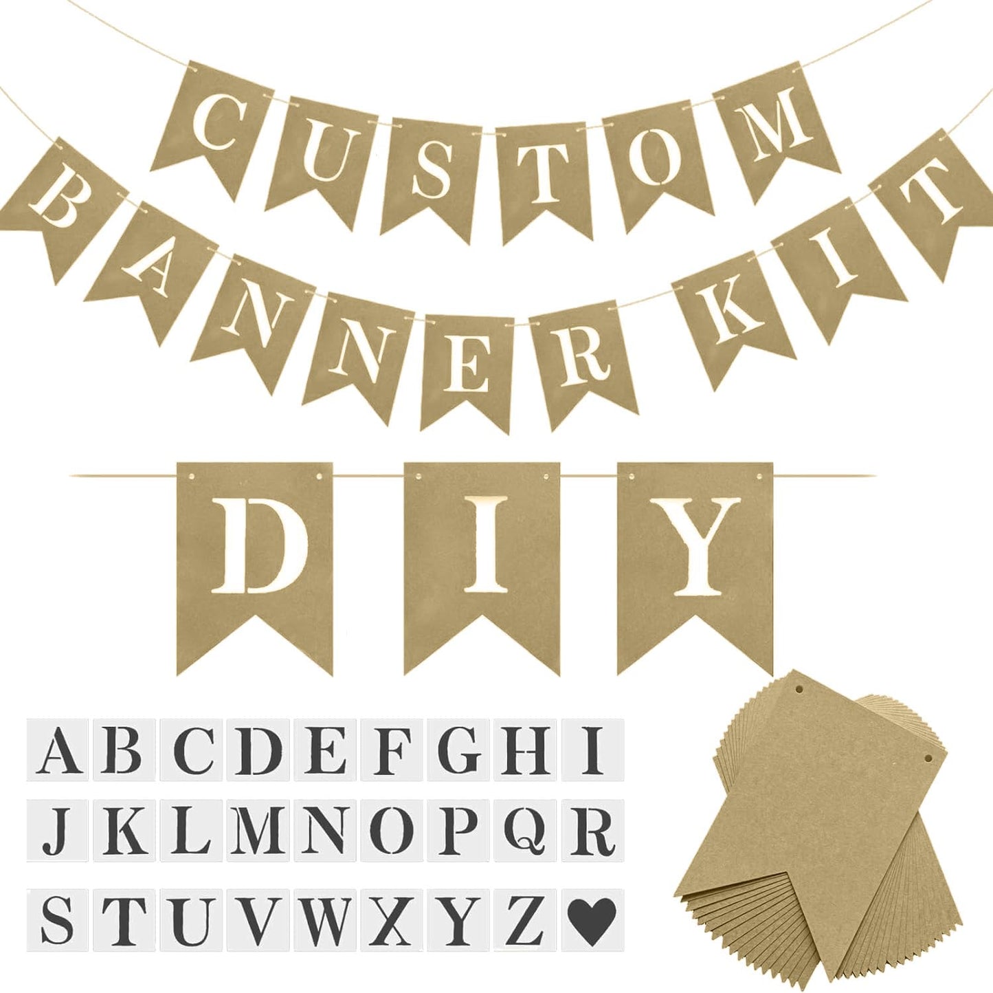 DIY Brown Banner Set, Personalized Banner Party Decorations Supplies Custom Signs, Handwriting