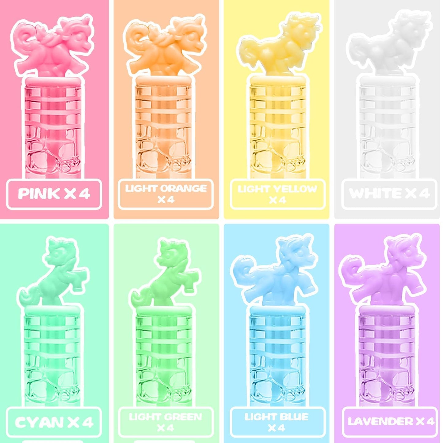 32 Piece Pastel Mini Unicorn Bubble Wand, Party Favors, with Gift Box