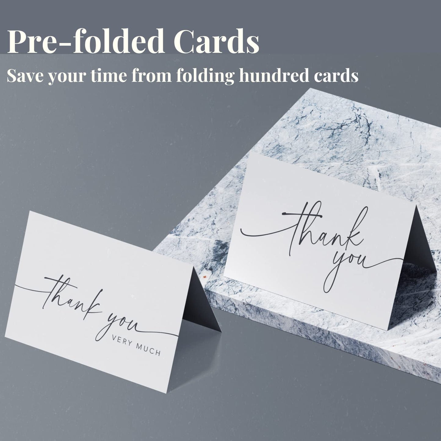 Thank You Cards with Envelopes & Matching Stickers, Bulk Pack of 100, 4x6 Inch Minimalistic Design
