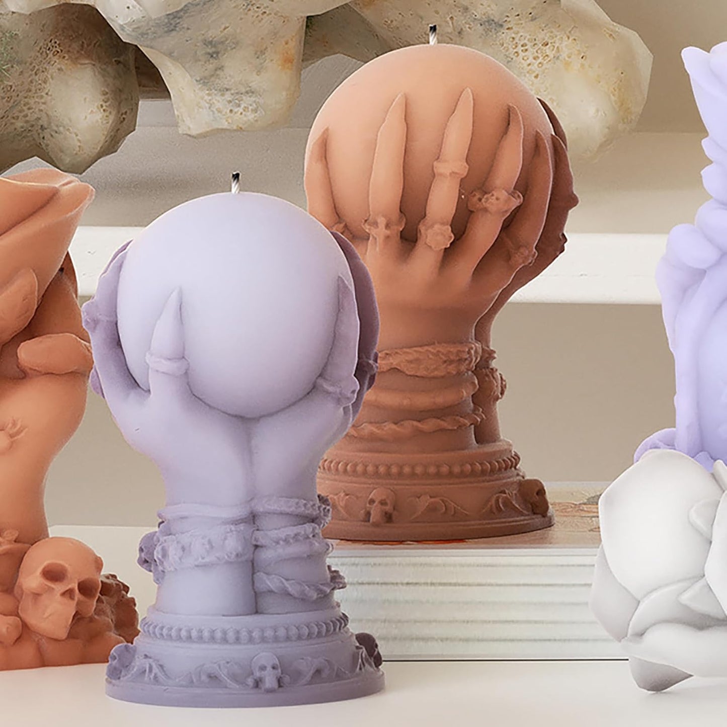 Skull Rose Crystal Ball & Ghost 3D Silicone Molds for Resin Candle & Body Soap Making