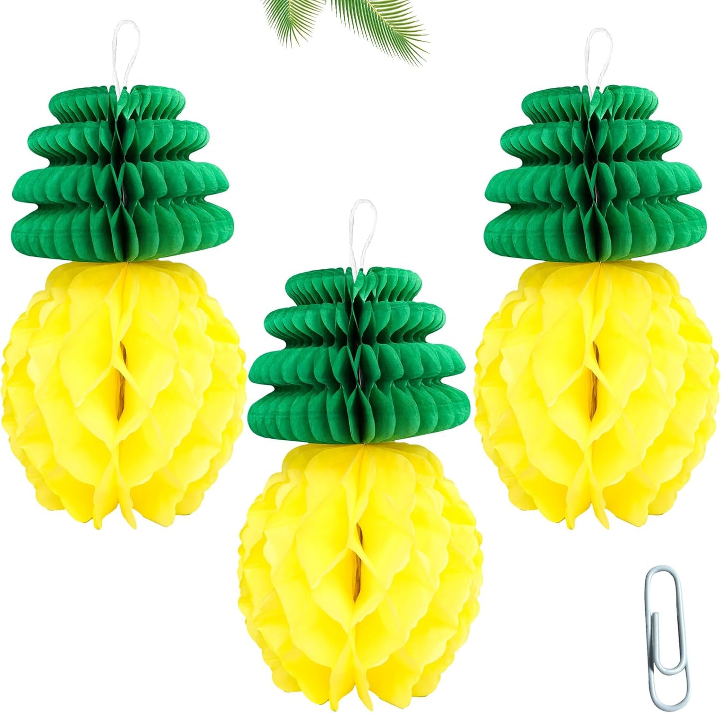 Gyufise 6Pcs Pineapple Honeycomb Centerpieces Tissue Paper Pineapple Table Hanging Decorations for Tropical Luau Hawaiian Jungle Party Supplies Favor