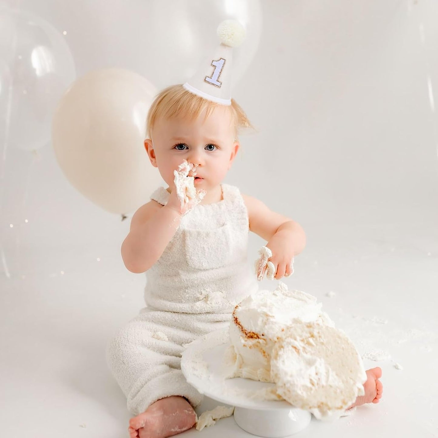 MAMUXI Natural Boho Birthday Hat - 1st Birthday Hat,Natural Boho First/1st Birthday Decorations,Cake Smash Photo Prop