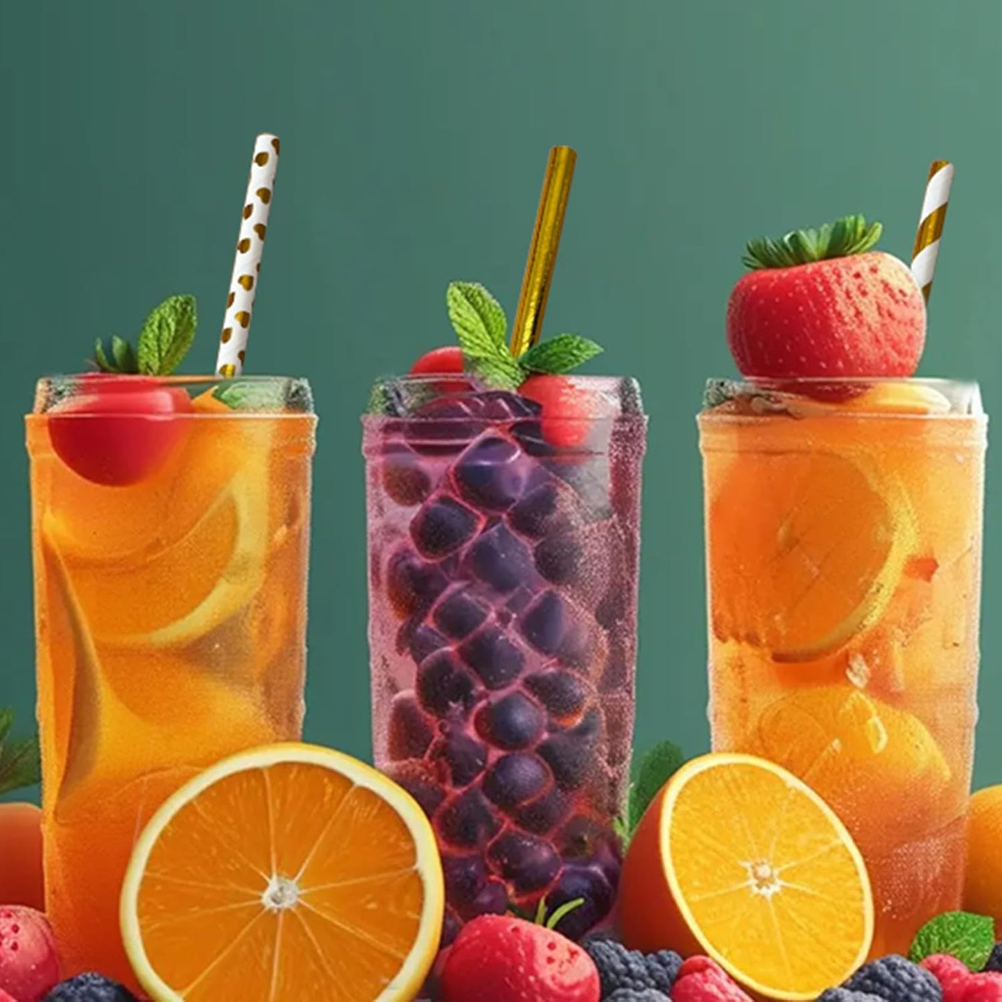 YAOSHENG [100 Pack] Pink & Gold Paper Straws Disposable, 100% Biodegradable Multi-Pattern Party Straws For Birthday, Wedding and Holiday Decoration (golden)