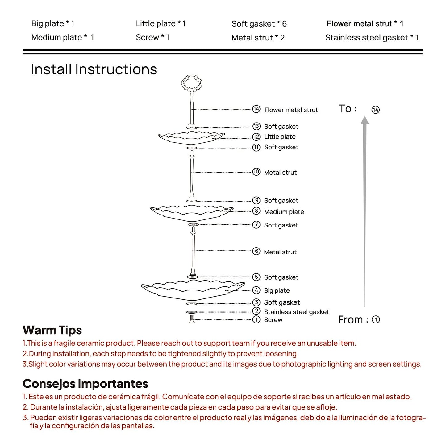 Sumerflos 3 Tier Porcelain Cupcake Stand, Tiered Serving Cake Stand, Square White Embossed Dessert