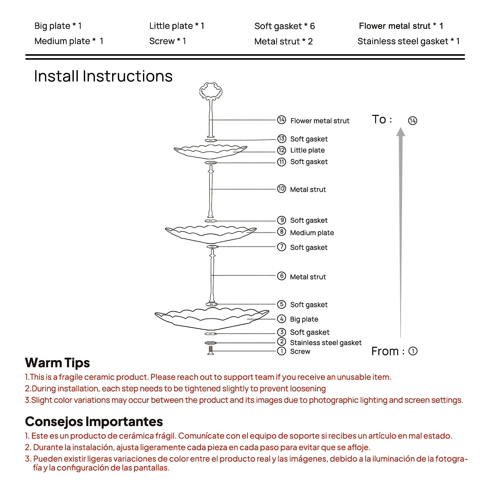 Sumerflos 3 Tier Porcelain Cupcake Stand, Tiered Serving Cake Stand, Square White Embossed Dessert
