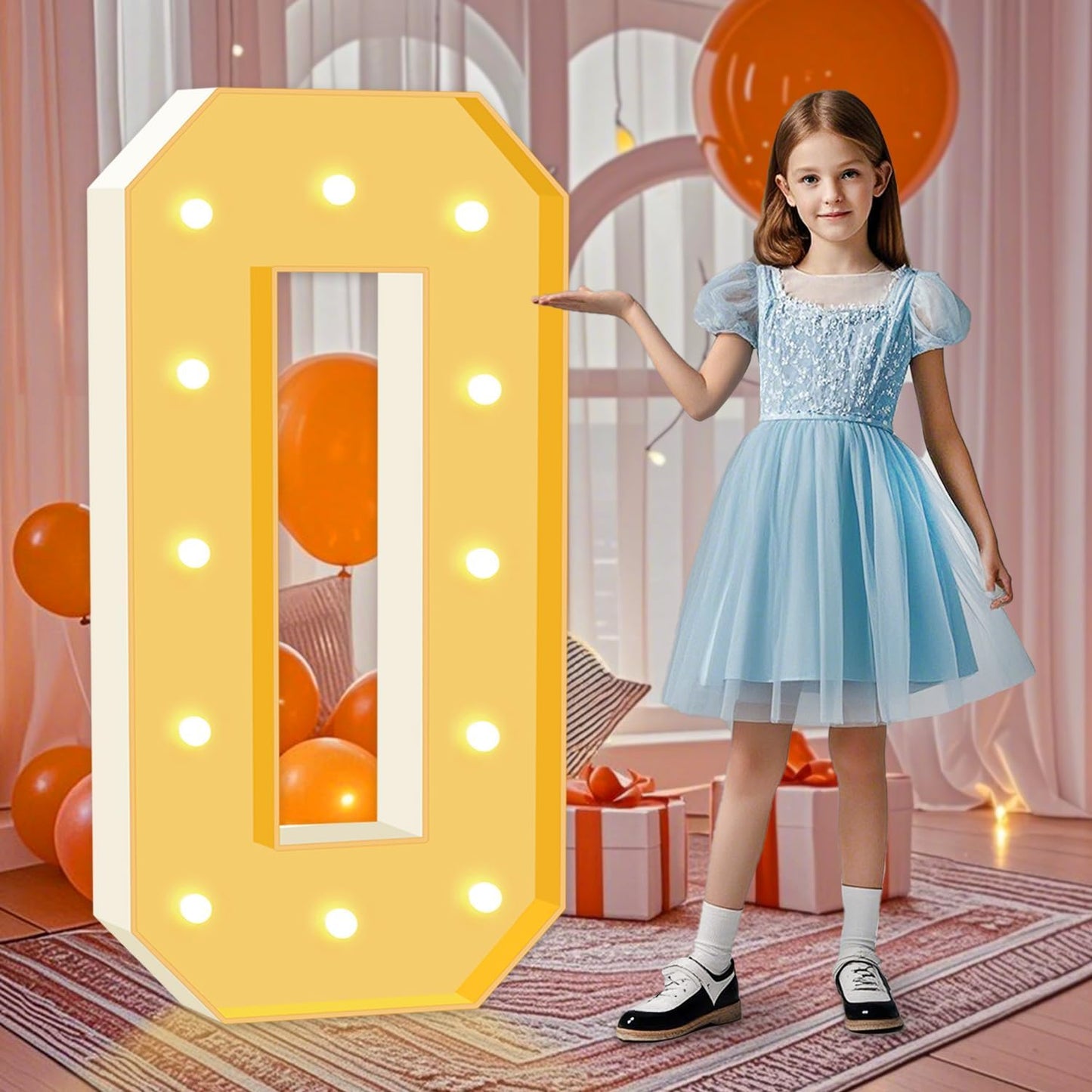4FT Marquee Light Up Letters, Warm White Light Up Letters O, Large Marquee Letter for Party Decorations, Love Light Up Letter, One Sign for First Birthday Wedding Holiday Decor