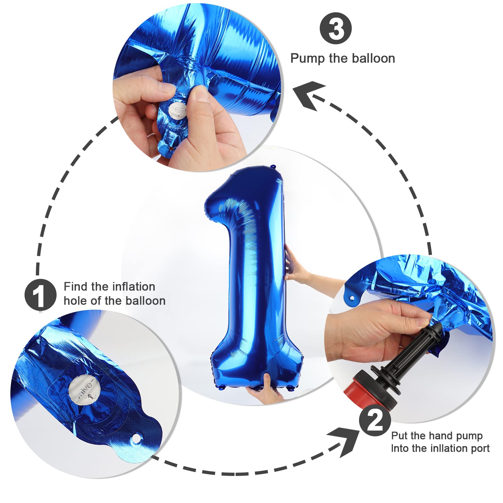 Number Balloons 5 Balloon Blue Birthday Decorations for Men Party, 40 Inch