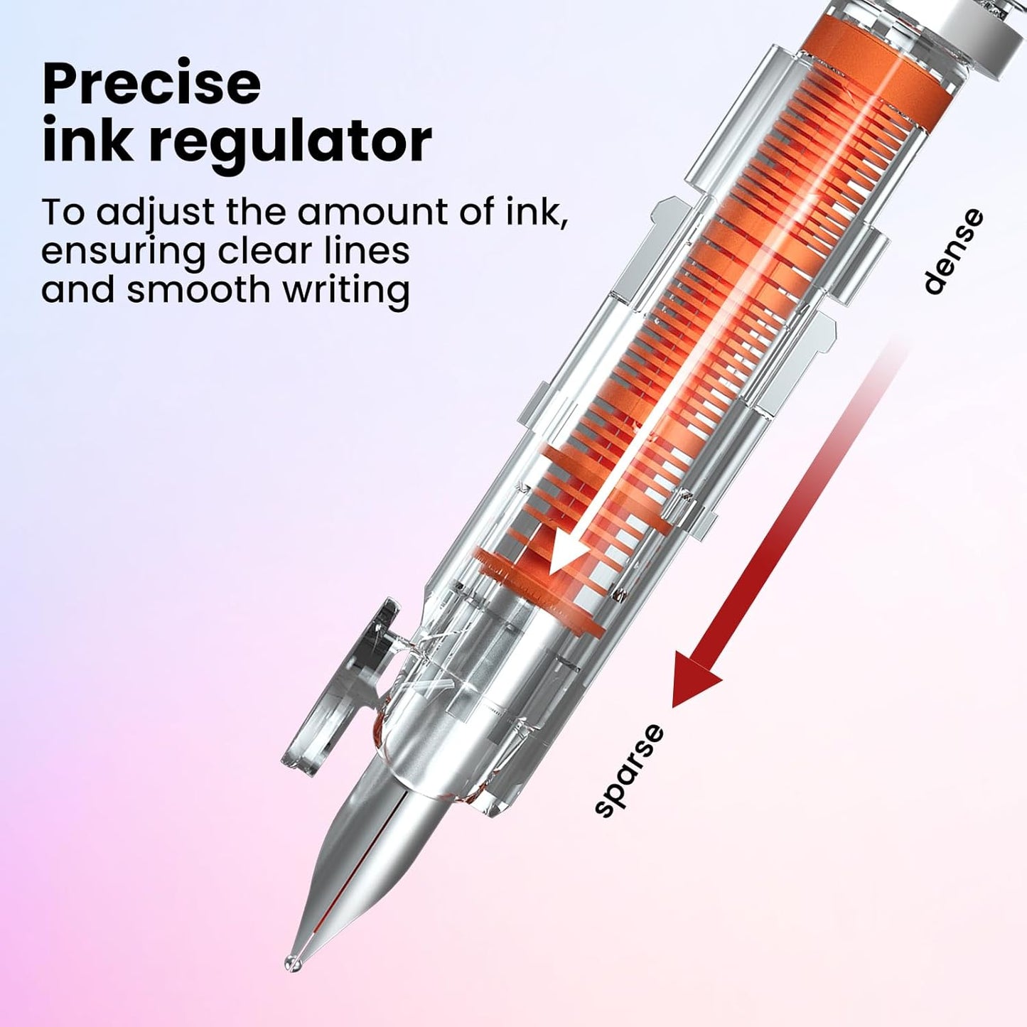 WRITECH Fountain Pen Fine Nib: Retractable Black Ink Pens Set Includes 5 Ink Cartridges Smooth Writing for Calligraphy Sketching Journaling Gift (Purple)