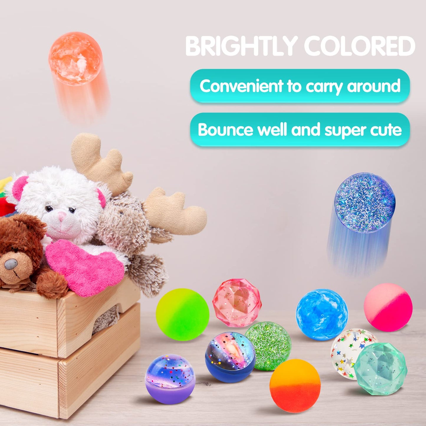 Ecoofor 24 Pieces Bouncy Balls 32mm Bounce Balls 6 Styles High Bouncing Balls Toys for Kids Party