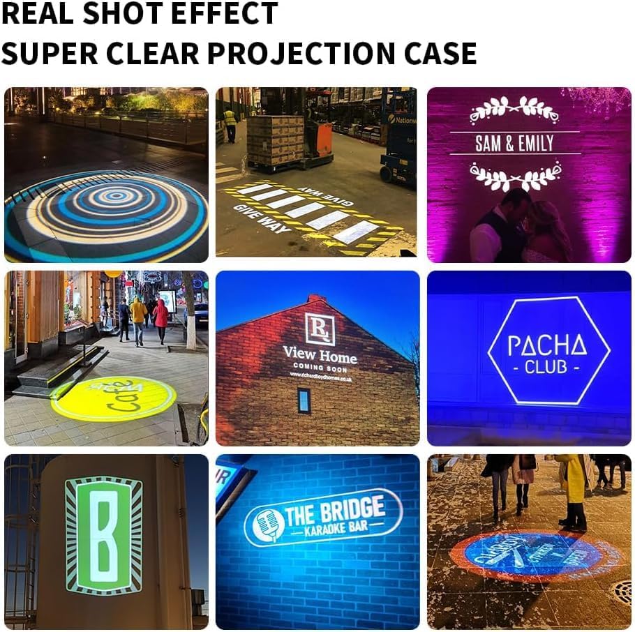 GOBO Projector Custom Logo Projector Lights for Store Business or Outdoor Wall Street Waterproof Ip67 HD Led for Shop Advertising and Wedding (120W)