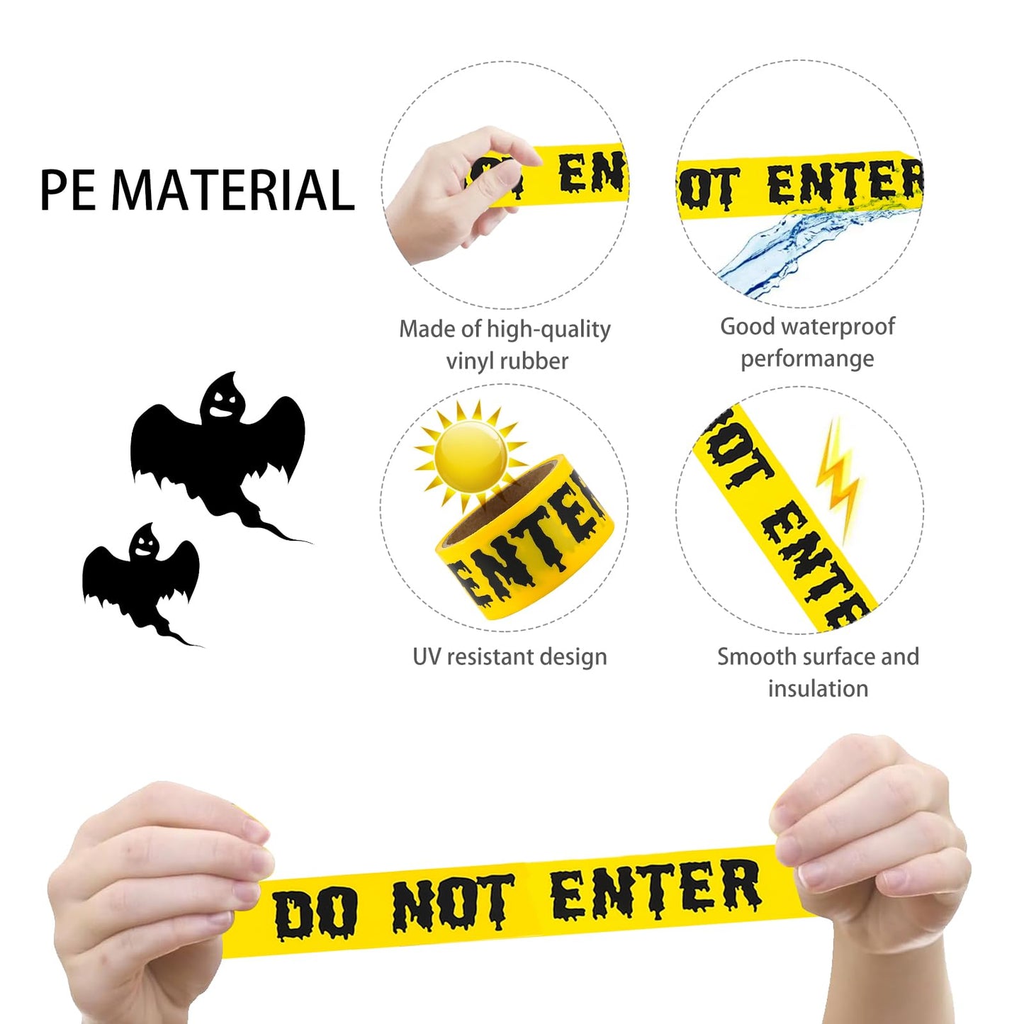 1.9inch x 82Feet Halloween Decorations Caution Tape Roll Halloween Caution Tape Halloween Tape