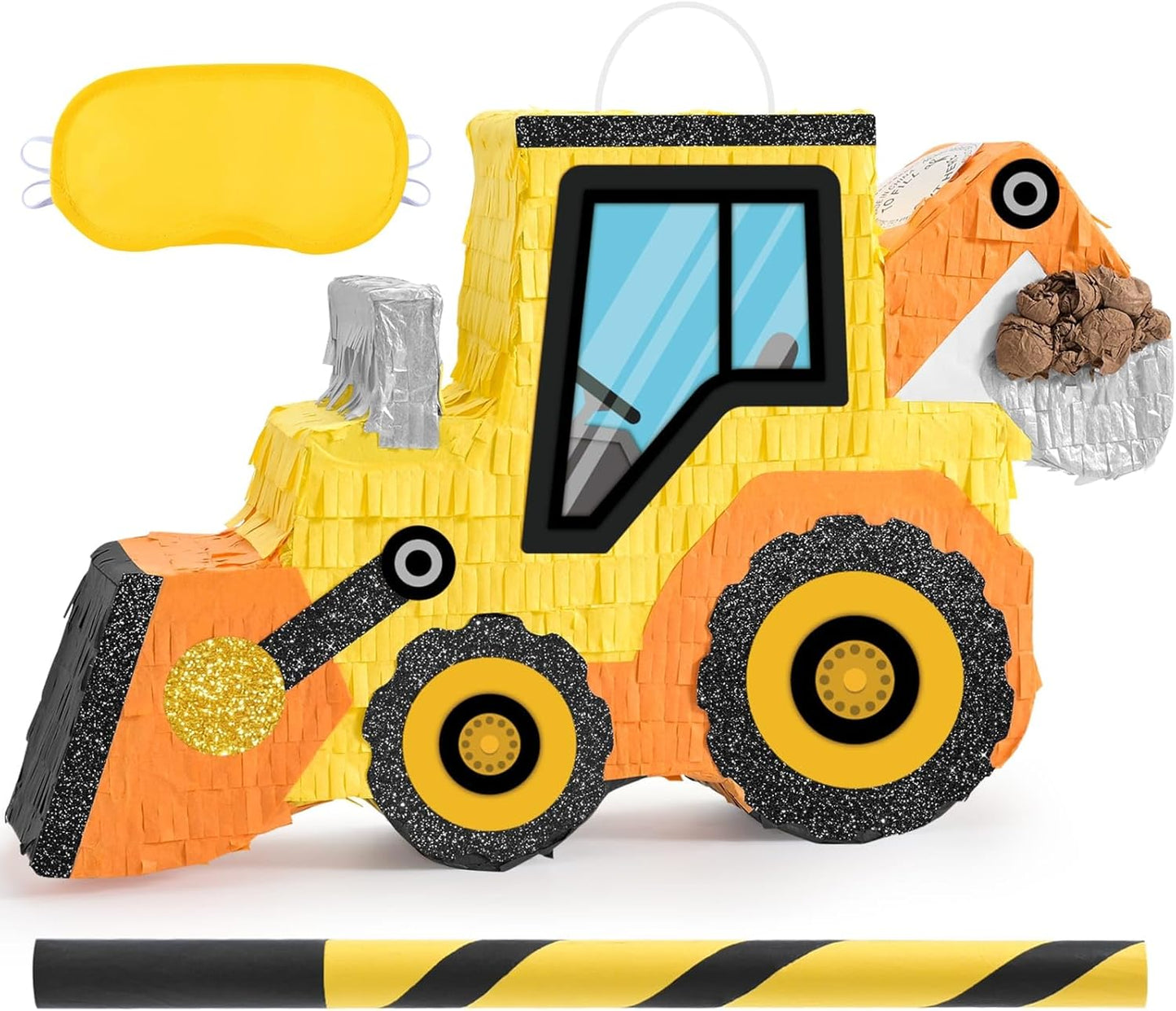 WERNNSAI Construction Pinata - Construction Party Supplies Dump Truck Pinata with Blindfold and Bat for Boys Kids Tractor Excavator Theme Birthday Party Game Decorations