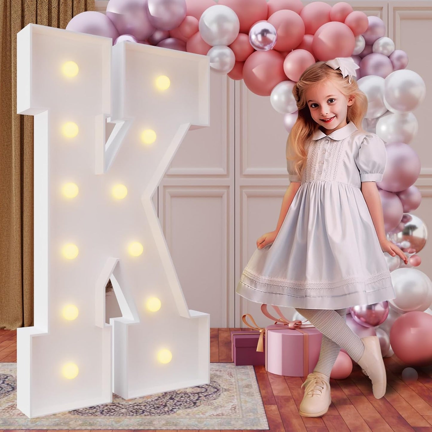 imprsv 4FT Marquee Light Up Letters for Birthday Party Decorations Large Marquee Letters for Wedding Event Bridal Shower Engagement Anniversarty Party Decor,Letter K