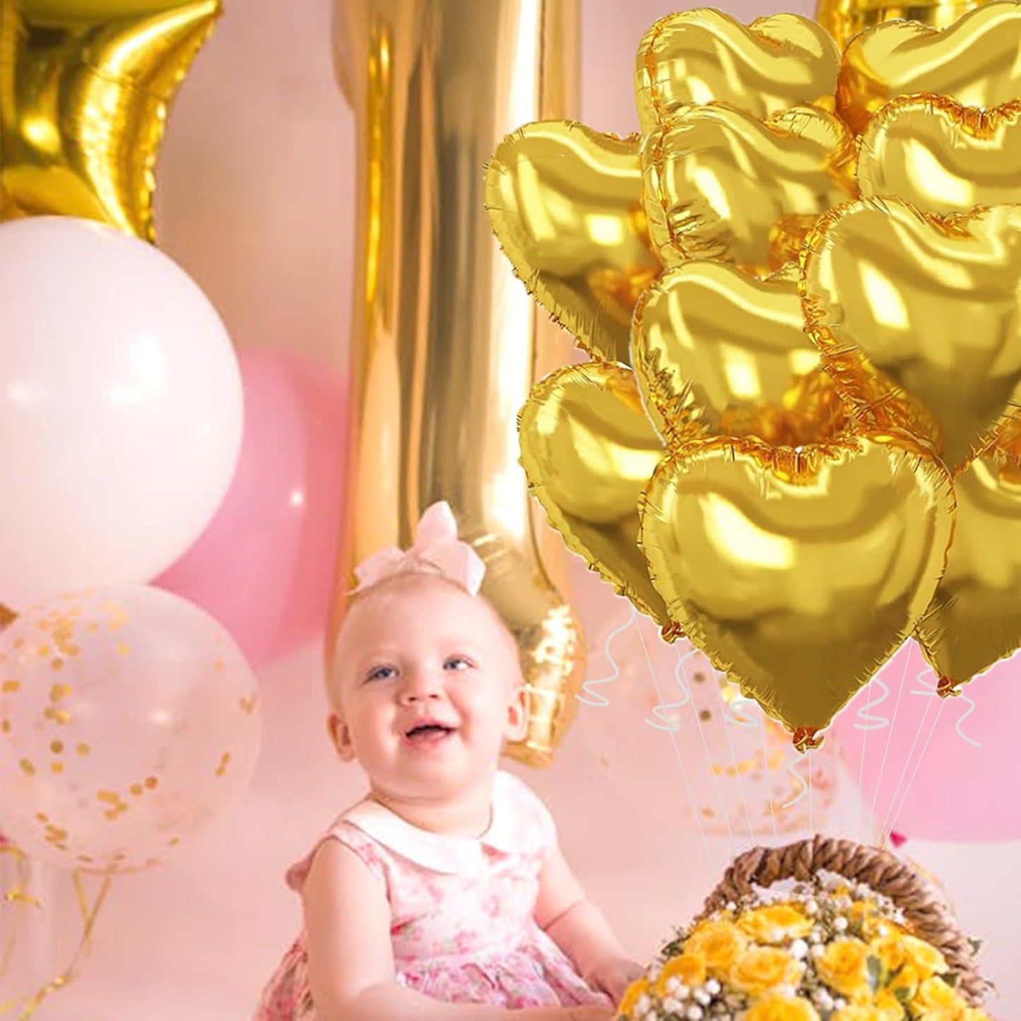 Gold Heart Balloons,18inch Bright Gold Heart Shaped Foil Balloons 12Pcs Helium Mylar Balloon for Anniversary Wedding Engagement Birthday Party Baby Shower Decorations