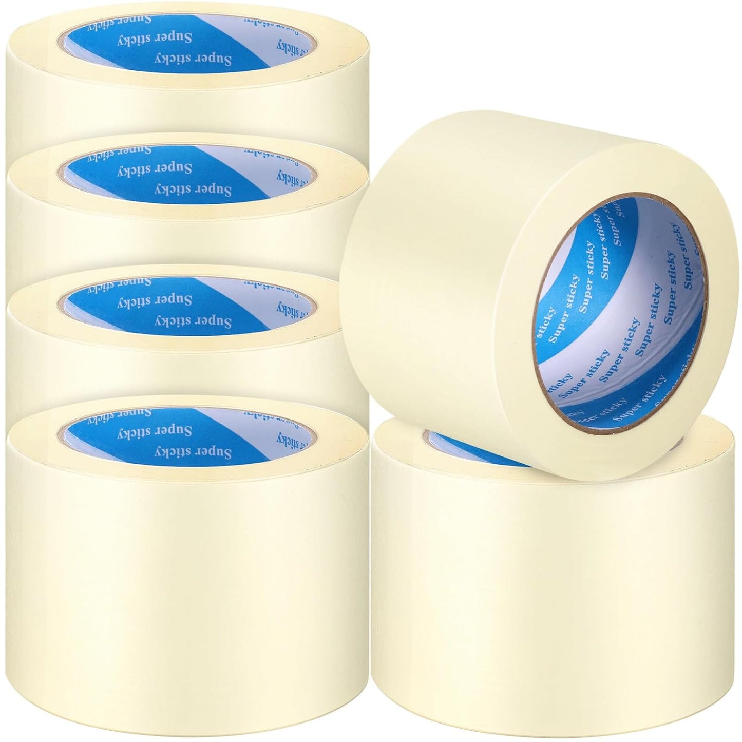 Masking Tape Bulk General Purpose Masking Painting Tape 55 Yards for Painting Home Office School Stationery Arts Crafts Basic Use, Easy Removal(6 Rolls,3 Inch)