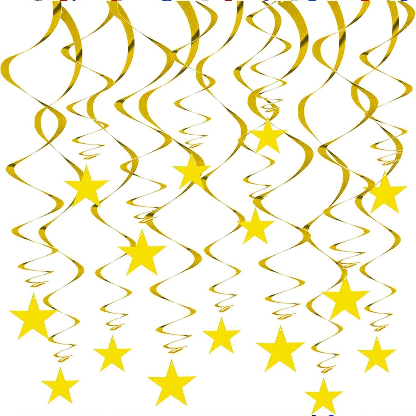 Gold Twinkle Stars Hanging Swirls Decorations Ceiling Swirl Foil Decoration Hanging Gold Party