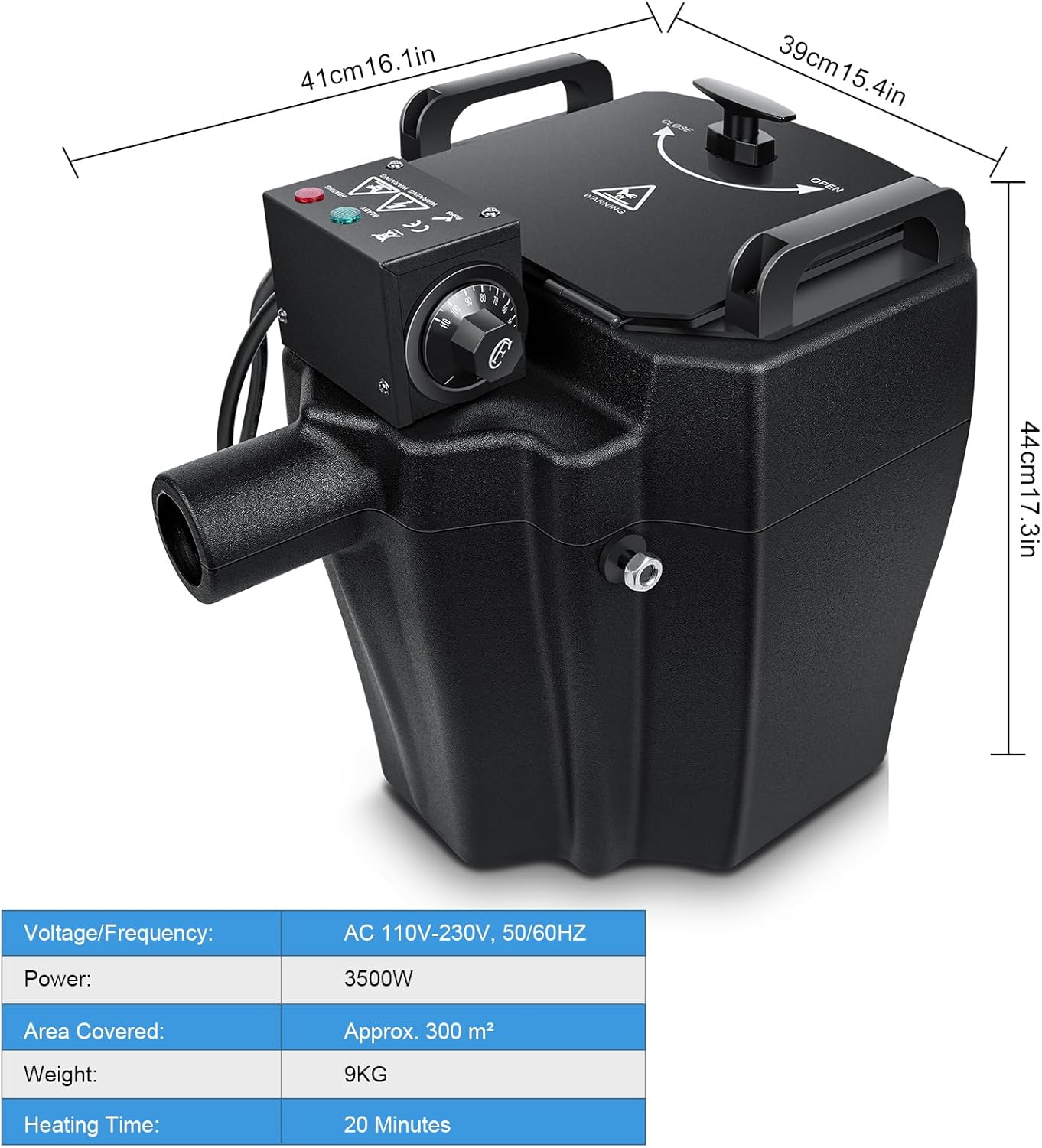 3500W Dry Ice Machine, Portable Low Lying Fog Machine with Tube Nozzle, Dry Ice Fog Machine for Stage Wedding Party Bar KTV Events, Black