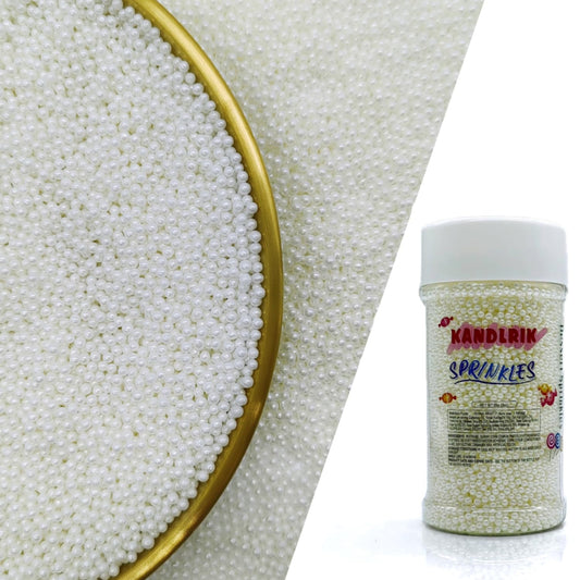 Edible White Pearl Sugar Sprinkles Candy 2mm Mini Pearls Cake Decorations Cupcake Toppers Cookie Decorating Perfect for Wedding Party Valentine Halloween Christmas Supplies 3OZ