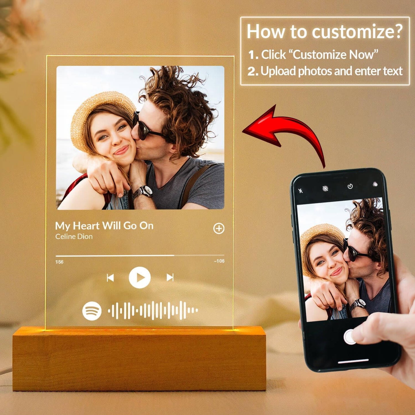 Custom Spotify Plaque, Customized Acrylic Song Plaque/Glass Album Cover, Custom Music Picture Frame, Personalized Anniversary Couple Gifts for Her Him Girlfriend Boyfriend