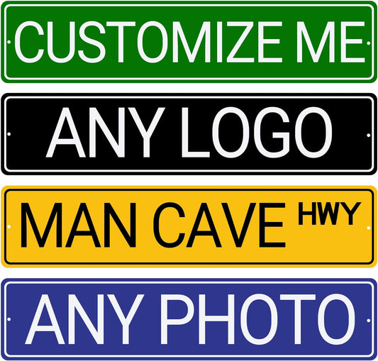 Custom Reflective Street Signs - Single/Double Sided Outdoor Metal Signs with Text, Photo, Logo - Personalized for Office, Business, Home - 4x18 Inch Rust Free .040 Aluminum