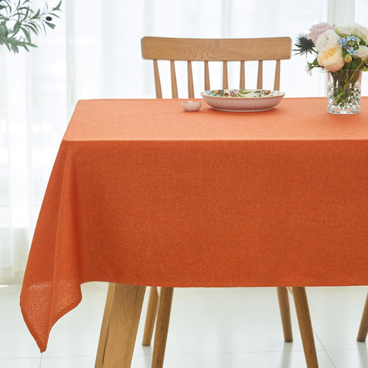 maxmill Linen Textured Rectangle Tablecloth Water Resistant Wrinkle Free Spillproof, Soft Fall Table Cloth for Thanksgiving Party Harvest Holiday Tablecloths Halloween Decoration, 60 x 84 Inch Rust
