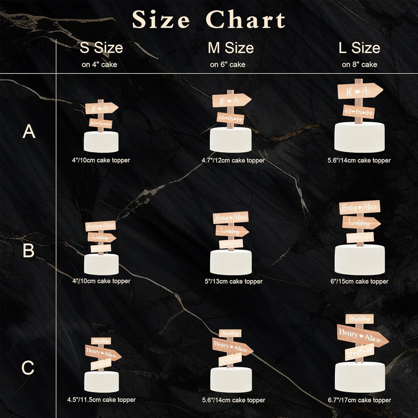 Personalized Rustic Wedding Cake Topper in Wood Custom Bride & Groom Names Initials Wedding Date Cake Decoration (Maple Texture)