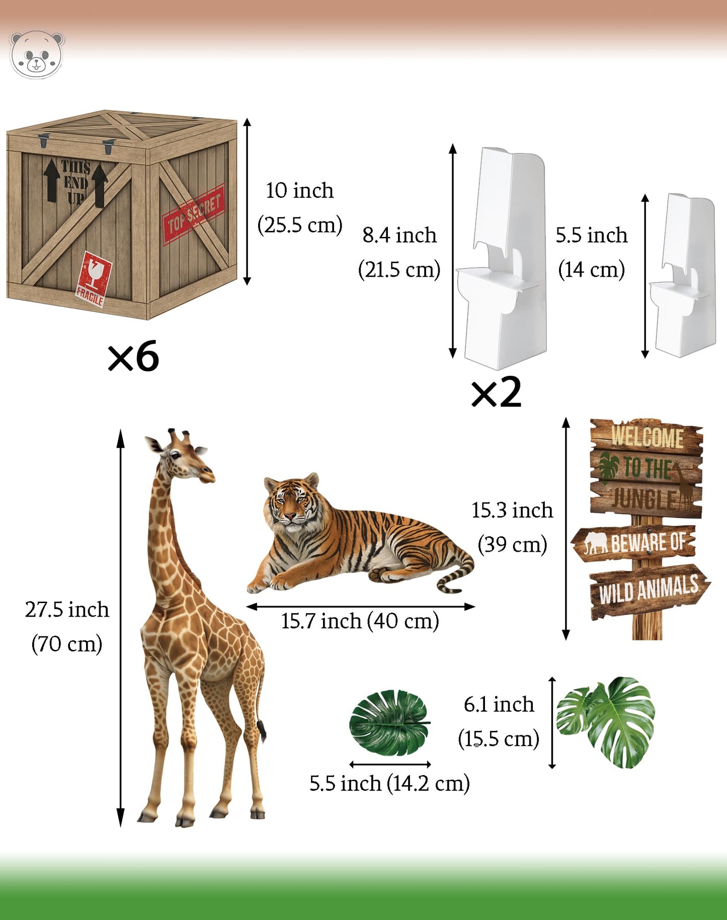 KARAQY Jungle Safari Party Decorations – 10 Inch Jungle Theme Favor Boxes with Wild Animal