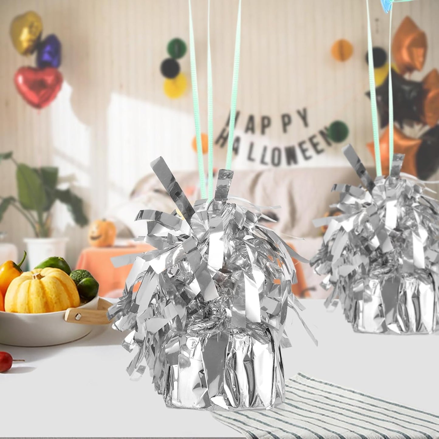 Metallic Balloon Weights - Novelty and Gag Gifts, 5.5" Inches for Balloons Table Centerpiece DIY Decor for Birthday Party Favors Wedding 6-Pack (Silver)