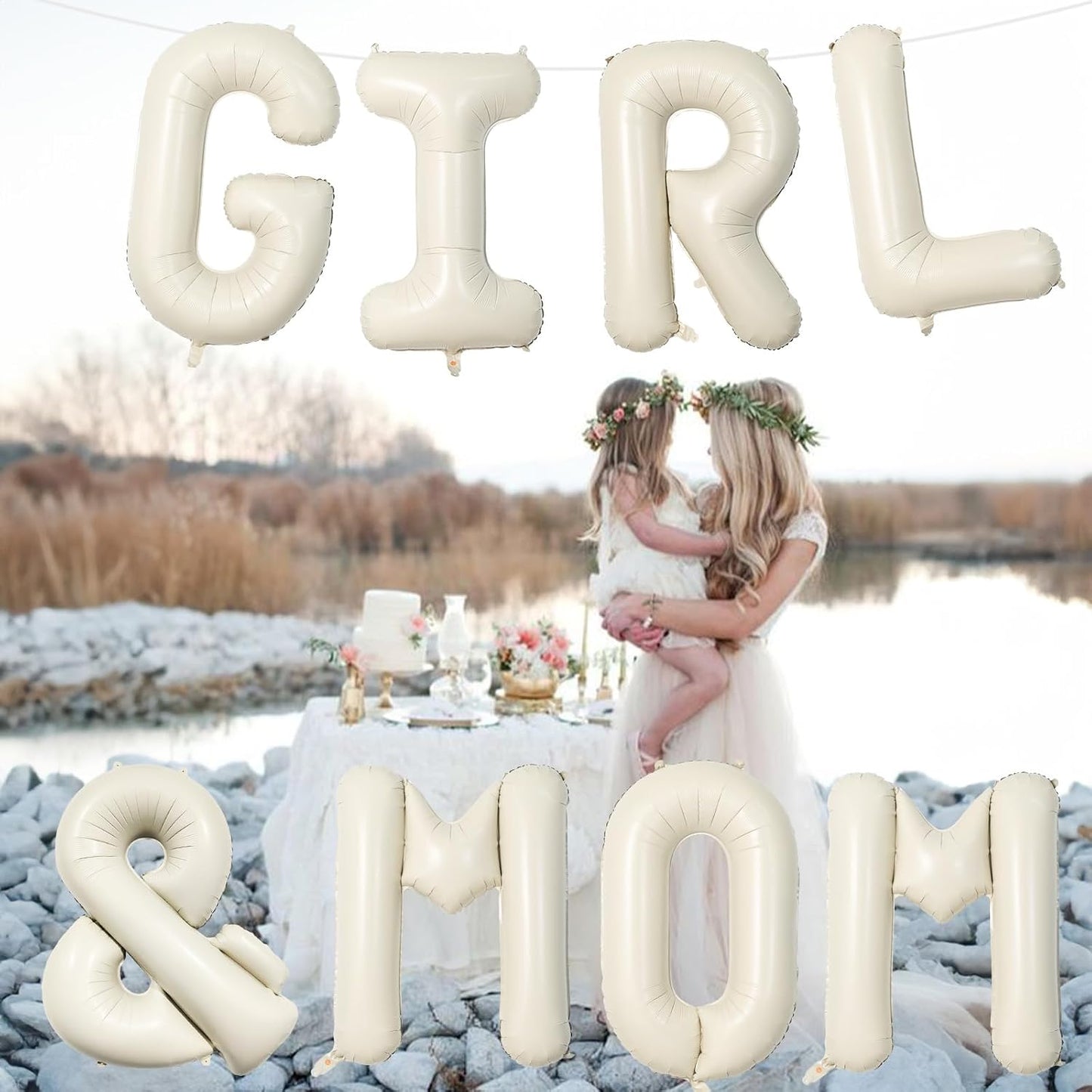 40 Inch Cream Giant Custom Alphabet & Foil Name Balloons - Ivory White, Mylar Self Inflating Beige Letters & Helium Letter Balloons for Women Girls Birthday Party Decorations